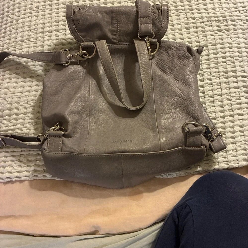 Elegant Day & Mood Gray Leather Backpack - Picture 9 of 15